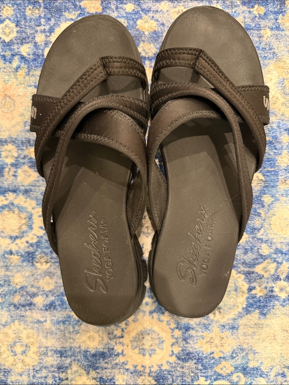 Skechers Women's Black Crisscross Slide Sandals